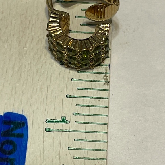 VTG Signed GIVENCHY Clip Earrings Green Half Hoop - Picture 7 of 9